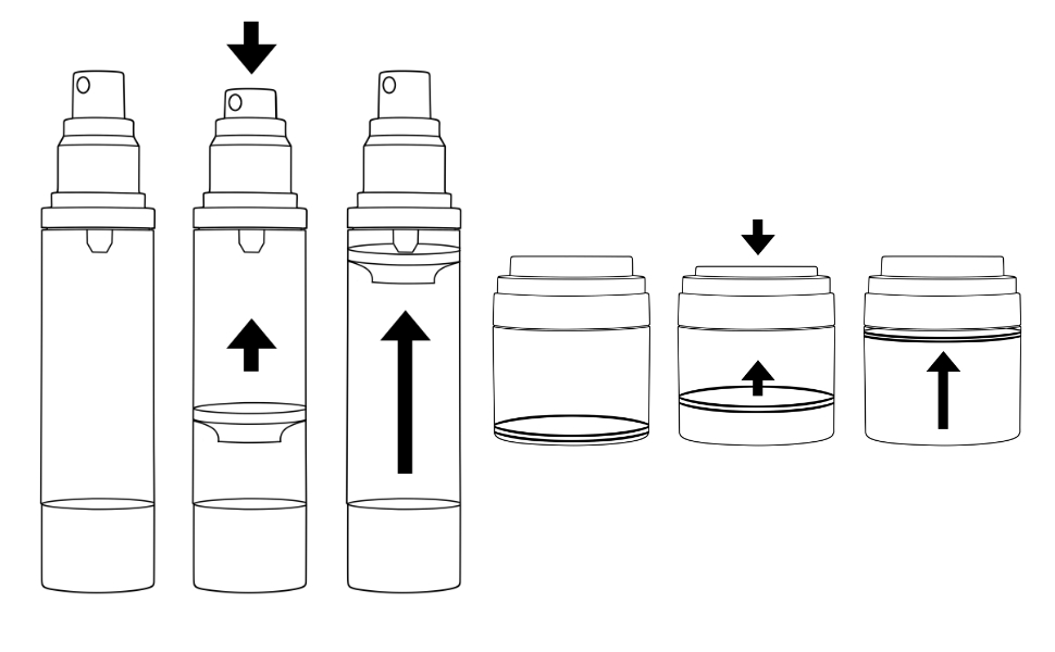Structural of airless bottles Structural of airless bottles
